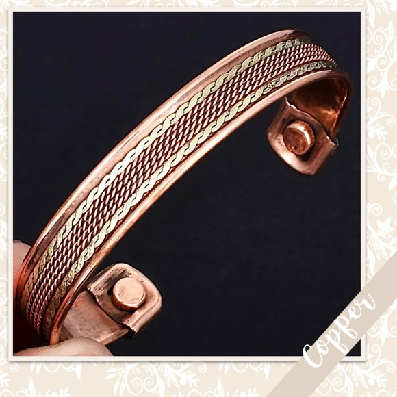 Jewelry - Copper Southwest-Styled Eclectic Artisan Bangle Cuff w/ Rope & Chain-Styled Trim